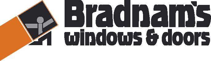 Bradnam's Windows & Doors logo — windows and glass doors fitted to sheds, workshops and garages by Spartan Sheds Bundaberg